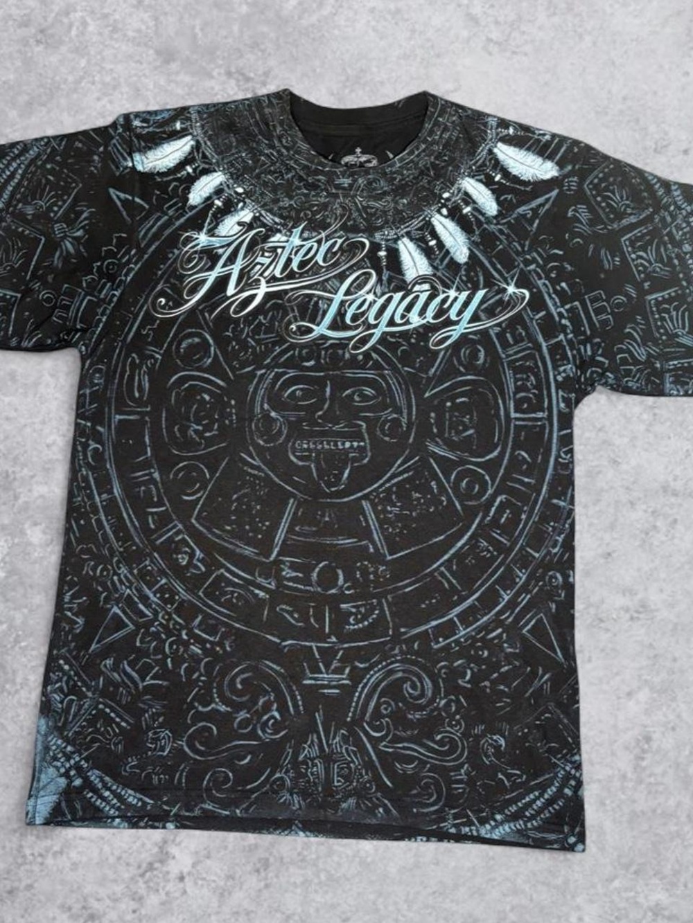 Aztec Legacy AOP Graphic T Shirt Mayan Calendar Eagle Serpent Large